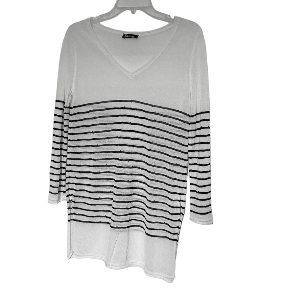 Rodika Zanian Paris Semi Sheer V Neck Sweater Top S